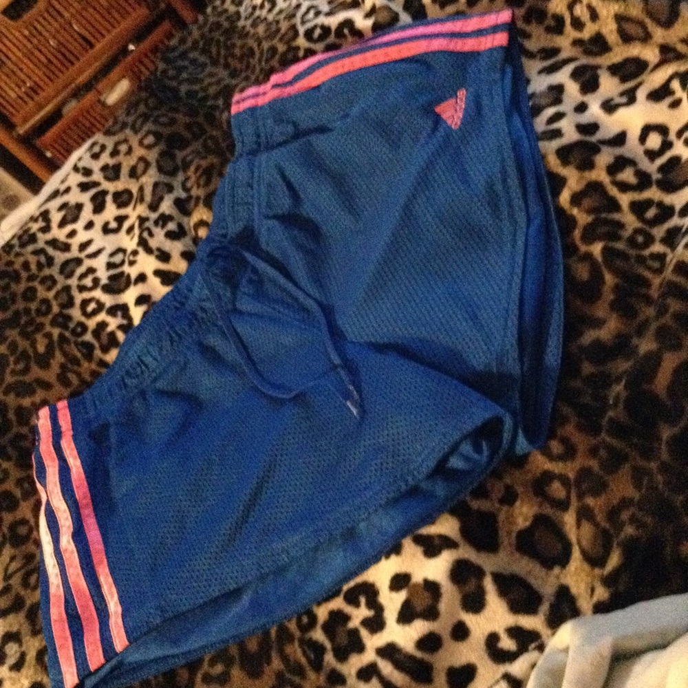Adidas royal blue with pink strips , size small